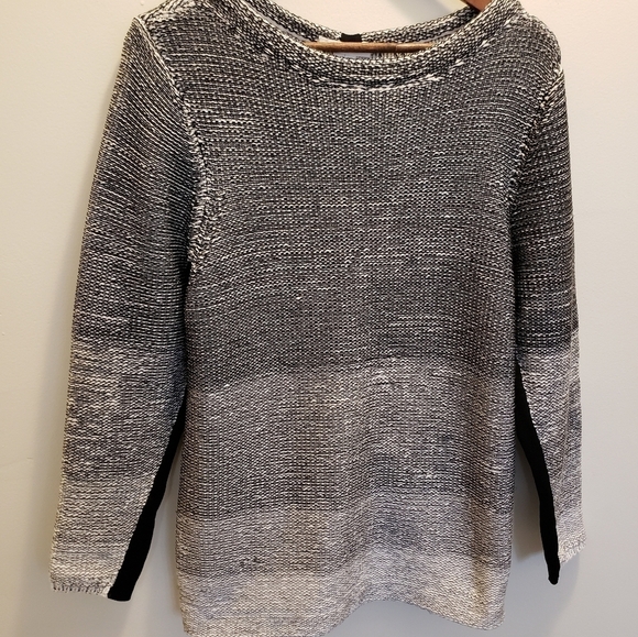 Helmut Lang Black Ombre & Sheer Crewneck Sweater L NWOT